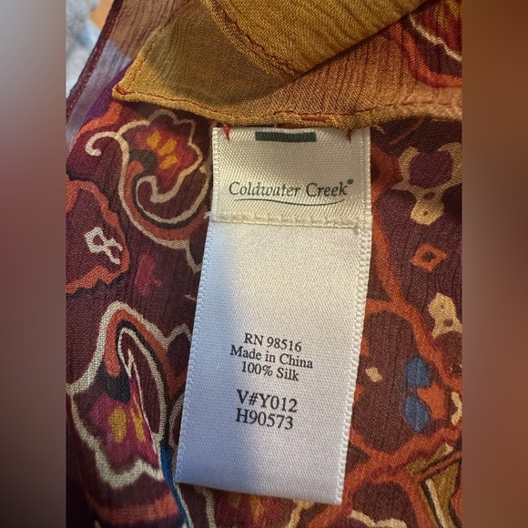 Coldwater Creek 100% Silk Scarf 35x35 Paisley Floral Square Wrap Multicolor Boho - Picture 4 of 5